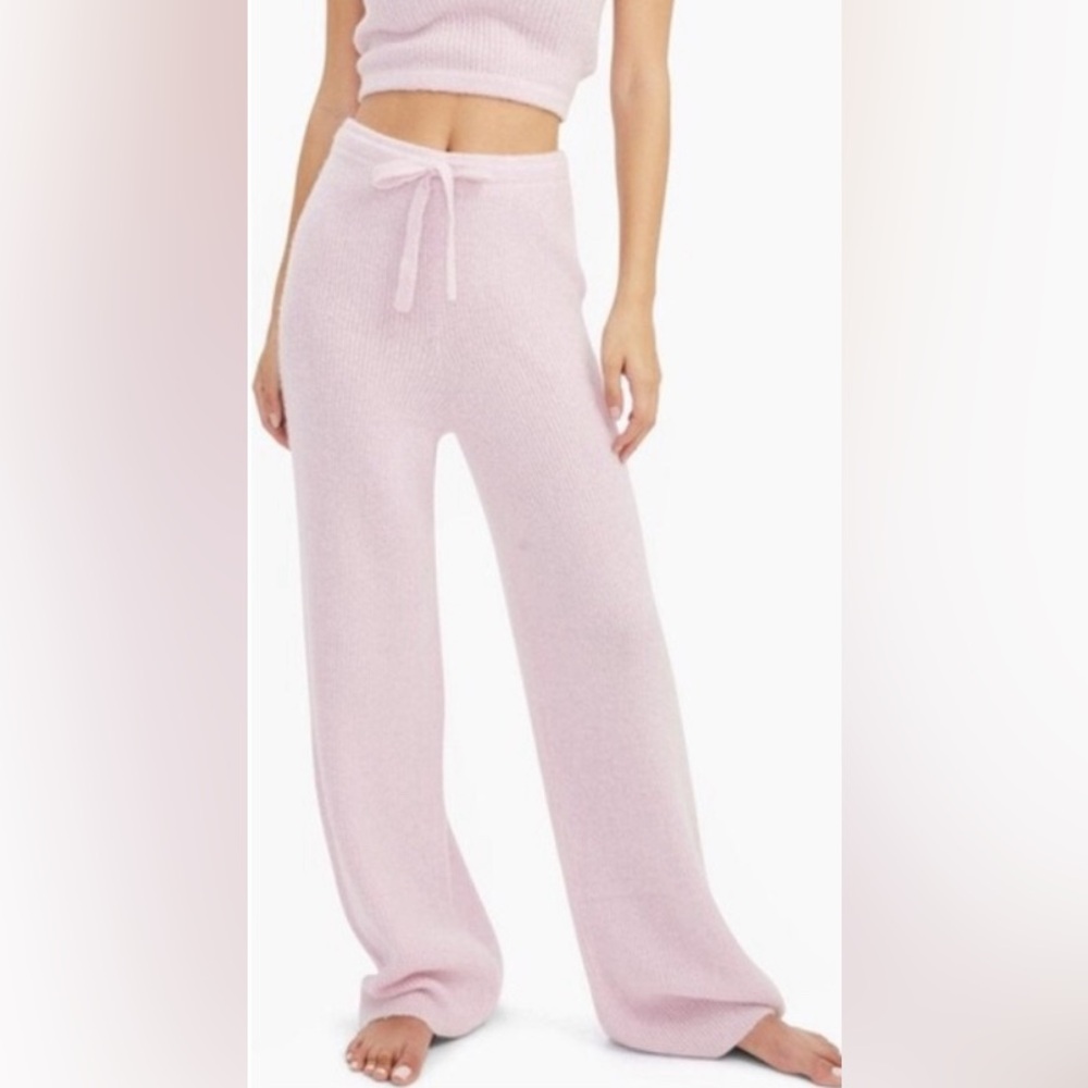Naadam Luxe Merino Cashmere wide leg pants in pink